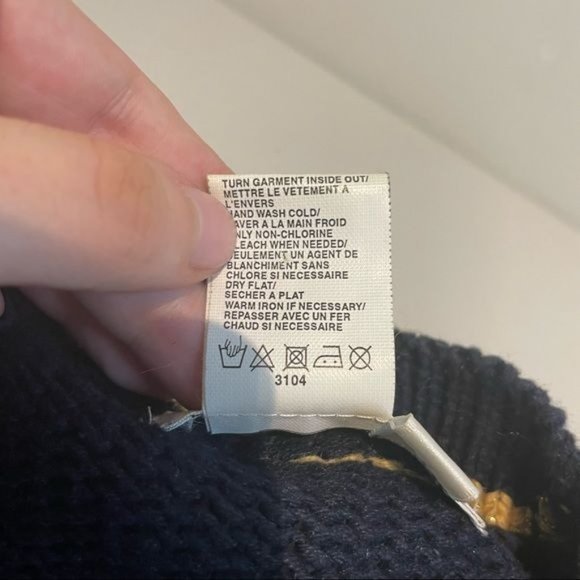 VINTAGE PREPPY NAUTICAL NAVY METALLIC GOLD CABLE ANCHOR BUTTON CARDIGAN MEDIUM - Picture 5 of 5